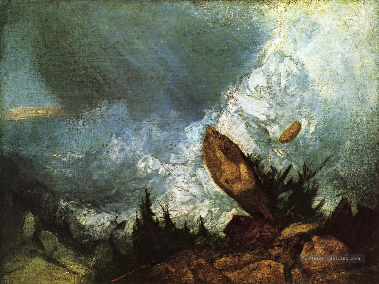La chute d’une avalanche dans le Grisons romantique Turner Peintures à l'huile